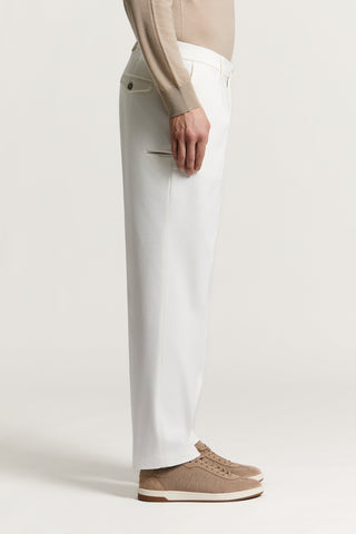 Wide-leg cotton twill trousers