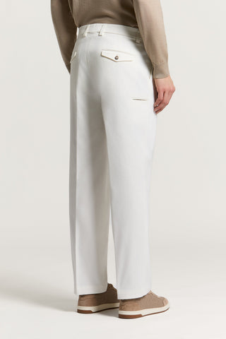 Wide-leg cotton twill trousers