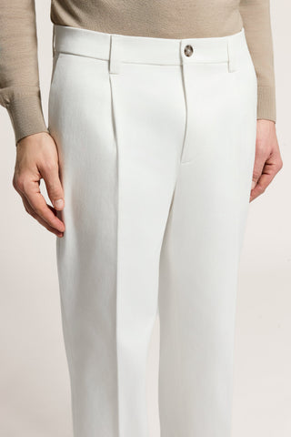 Wide-leg cotton twill trousers