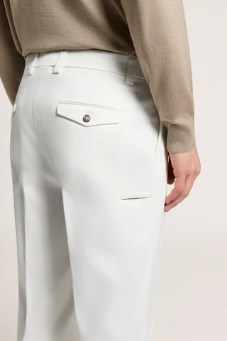 Wide-leg cotton twill trousers