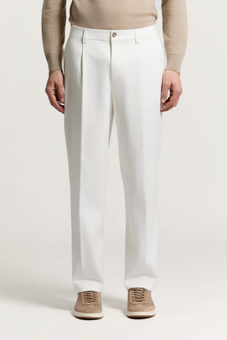 Wide-leg cotton twill trousers