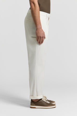 Pure cotton gabardine trousers with darts