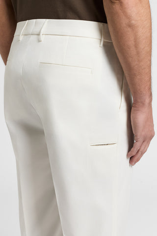 Pure cotton gabardine trousers with darts