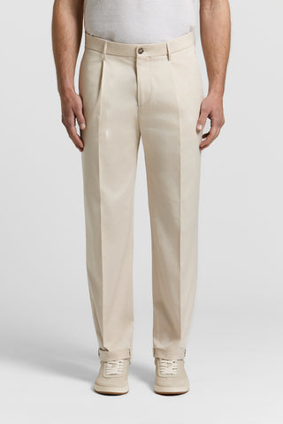 Pure cotton gabardine trousers with darts