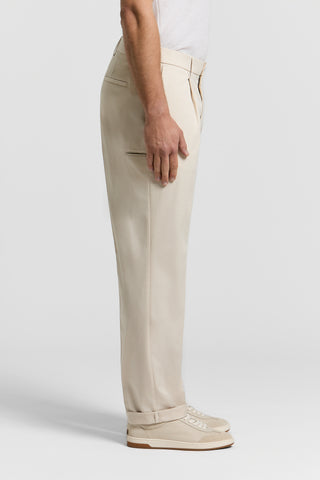 Pure cotton gabardine trousers with darts