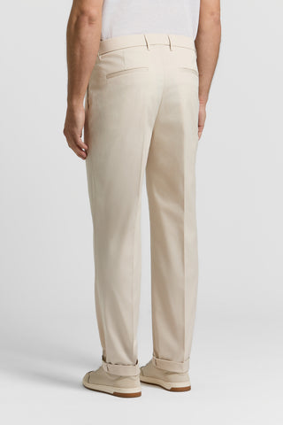 Pure cotton gabardine trousers with darts