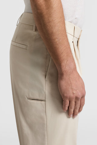 Pure cotton gabardine trousers with darts