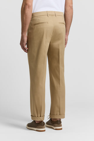 Pure cotton gabardine trousers with darts