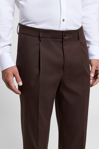 Pure cotton gabardine trousers with darts