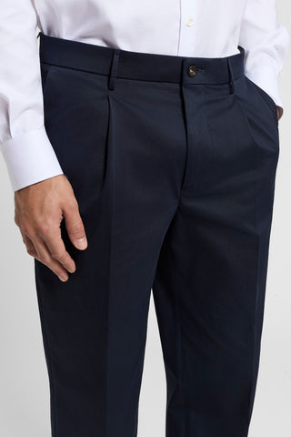 Pure cotton gabardine trousers with darts