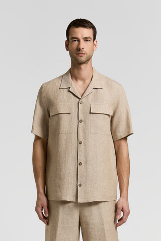 Linen canvas camp shirt