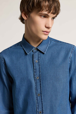 Shirt in Pure Cotton Chambray Denim
