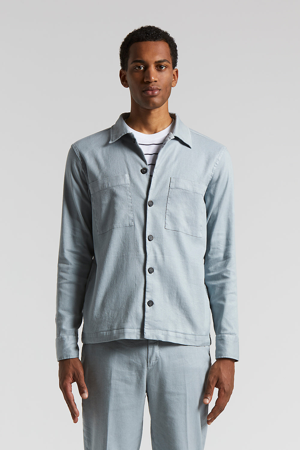 Stretch cotton lightweight canvas overshirt | Peserico US