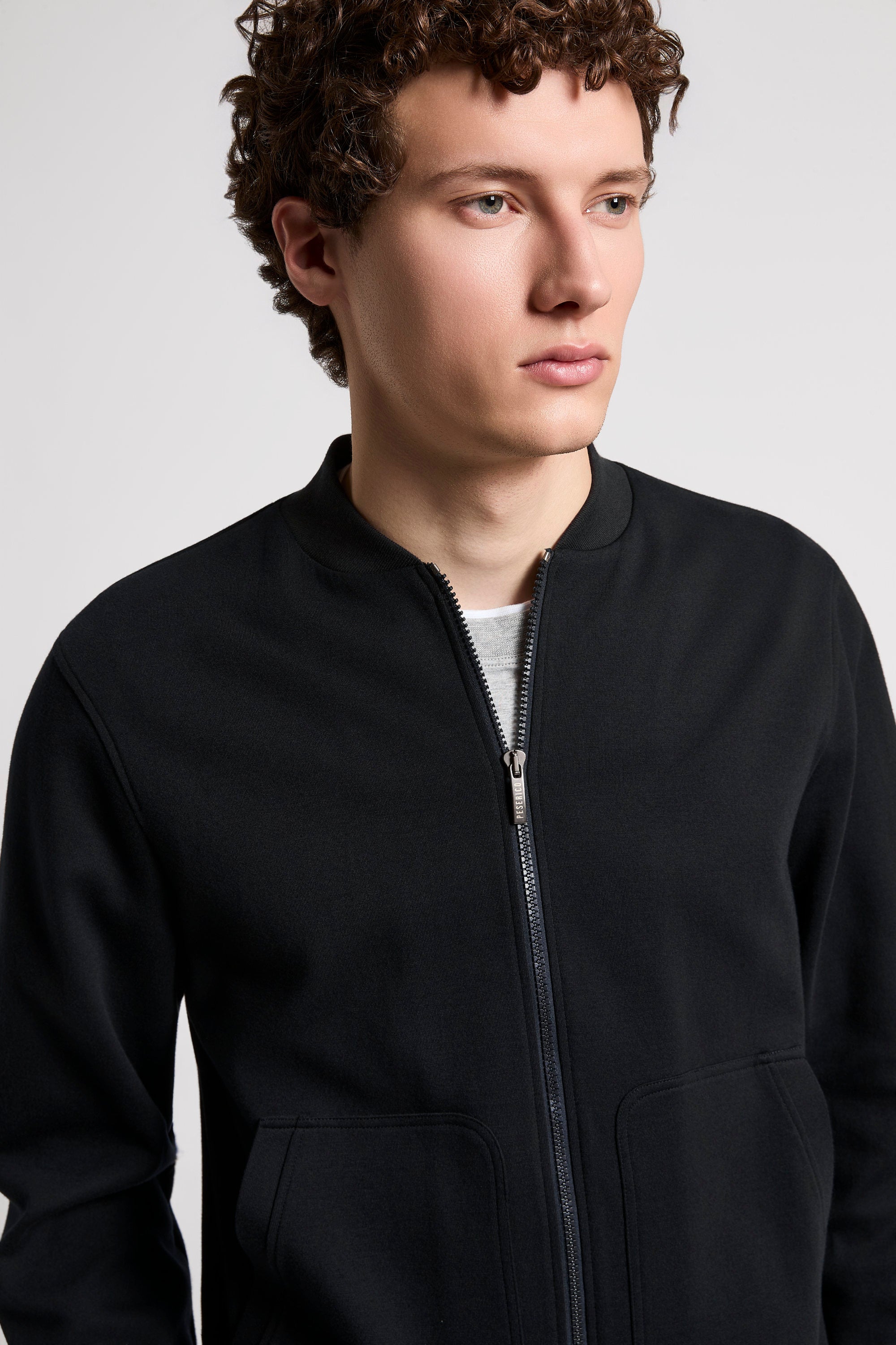 Cotton jersey bomber-style sweatshirt | Peserico US