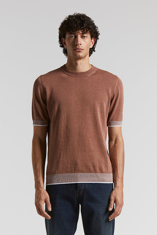 T-shirt in linen and cotton crepe yarn