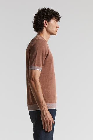 T-shirt in linen and cotton crepe yarn