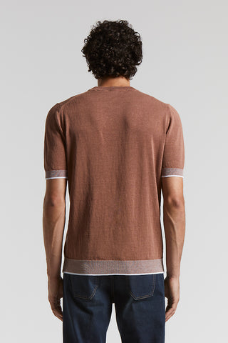 T-shirt in linen and cotton crepe yarn