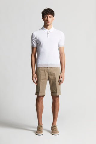 Linen and cotton crepe polo shirt