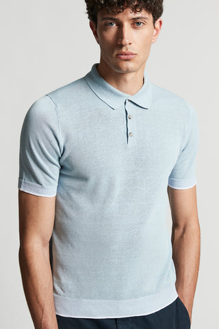 Linen and cotton crepe polo shirt