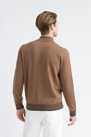 Wool, silk and cashmere high neck sweater