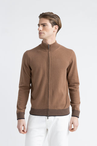 Wool, silk and cashmere high neck sweater