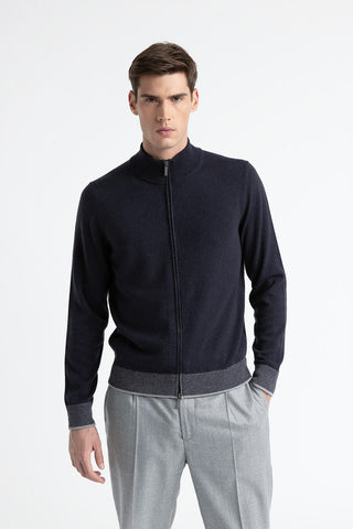 Wool, silk and cashmere high neck sweater