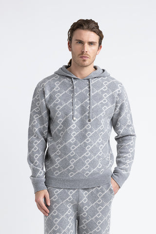 Wool and cashmere hooded sweatshirt