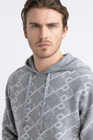 Wool and cashmere hooded sweatshirt