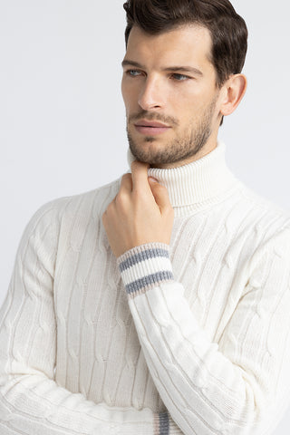 Wool and cashmere high neck sweater