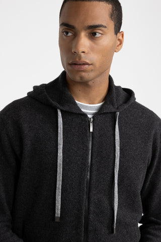 Wool and cashmere hooded sweatshirt