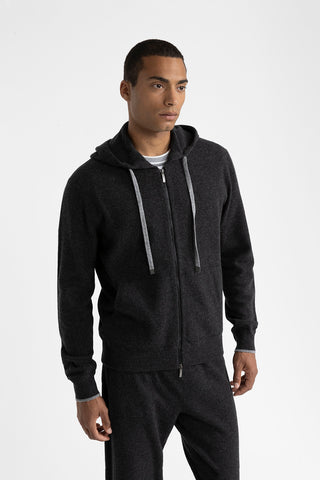 Wool and cashmere hooded sweatshirt