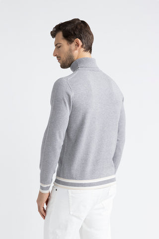 Wool, silk and cashmere high neck sweater