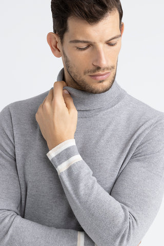 Wool, silk and cashmere high neck sweater