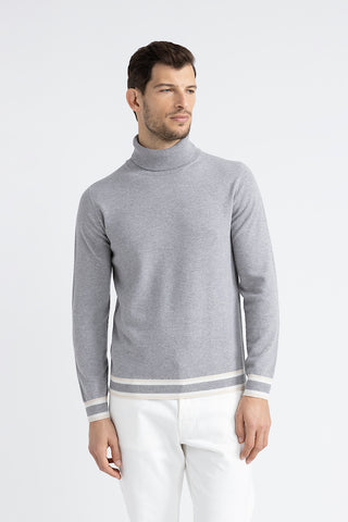 Wool, silk and cashmere high neck sweater