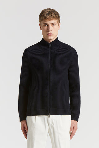 Full-zip extra-fine merino wool jumper