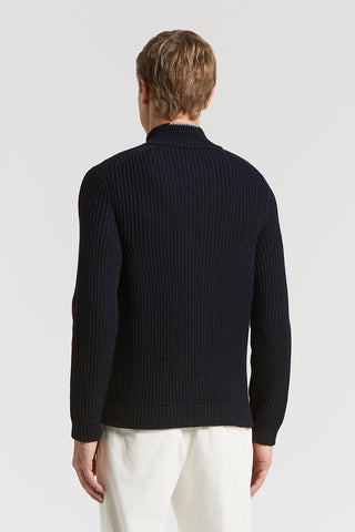 Full-zip extra-fine merino wool jumper