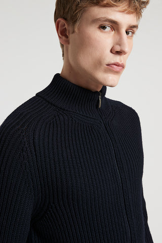 Full-zip extra-fine merino wool jumper
