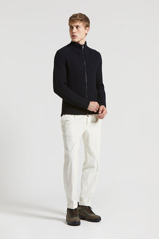 Full-zip extra-fine merino wool jumper
