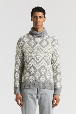Mouliné yarn polo-neck jumper