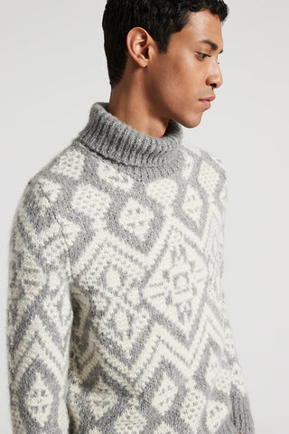 Mouliné yarn polo-neck jumper