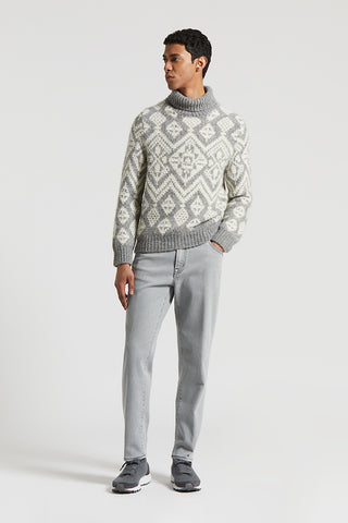 Mouliné yarn polo-neck jumper
