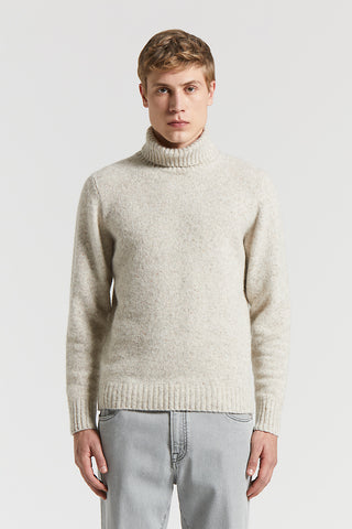 Knop mouliné yarn polo-neck jumper