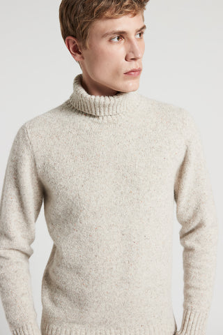 Knop mouliné yarn polo-neck jumper