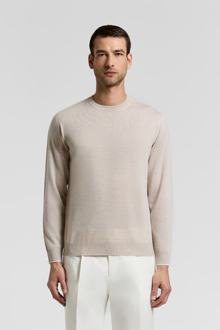 Crewneck sweater in a linen-cotton blend