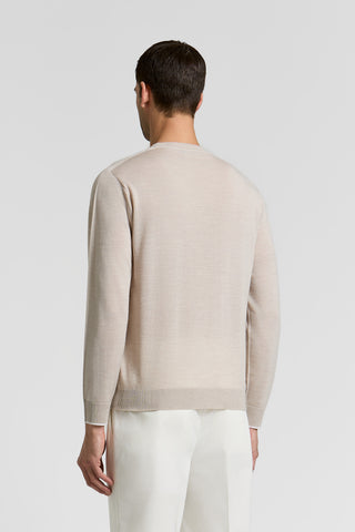 Crewneck sweater in a linen-cotton blend