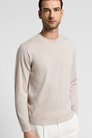 Crewneck sweater in a linen-cotton blend