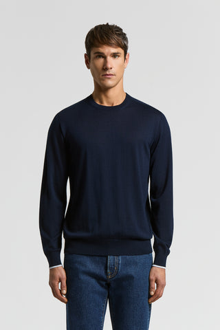 Crewneck sweater in a linen-cotton blend
