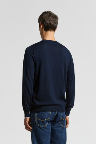 Crewneck sweater in a linen-cotton blend