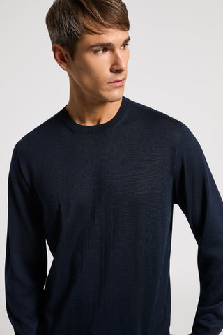 Crewneck sweater in a linen-cotton blend