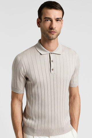 Cotton and silk knitted polo shirt